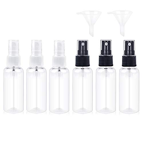 Preisvergleich Produktbild Zerstäuber durchsichtig leere sprühflasche nachfüllbar Feinen Transparent Feinen Nebel Sprühflasche Reisen Flasche Set mit 2 kleinen Plastiktrichter für die Haushalt, Schönheit, Reisen (50ml)