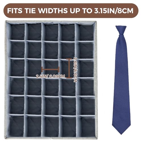 2-Pack-Sock-Tie-Organizer-with-Lid-30-Cell-Foldable-Storage-Box-Keeps-socks-ties-belts-small-accessories-neatly-organized-with-a-foldable-dustproof-design-and-easy-access-compartments