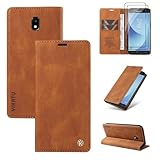 🎁【Modèle compatible】 étui à rabat en cuir PU pour Samsung Galaxy J530/J5 2017. PAS compatible avec d'autres téléphones. Veuillez vérifier votre modèle de téléphone avant de passer une commande. (Le forfait comprend : étui en cuir PU x 1, Film Protection écran x 2. )