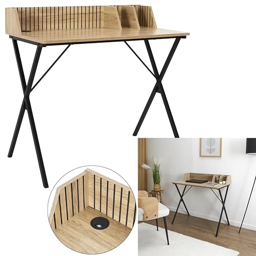 Bureau polyvalent noir et marron idéal pour le télétravail et les loisirs