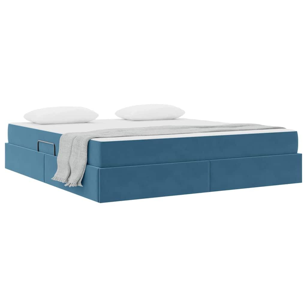 Cama de almacenamiento con colchón, terciopelo azul oscuro, 180 x 200 cm, elevador lateral hidráulico, muebles de dormitorio modernos, marco de cama super king size