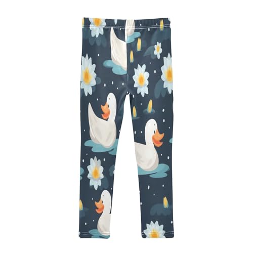 Toddler Girls Leggings Printed Yoga Pants Leggings White Swimming Duck for Kids2