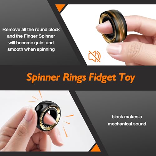 Image of Upgraded Fidget Spinner for Stress Relief Magnetic Fidget Ring Toy with Mechanical Sound Sensory Stress Toys Anxiety EDC Relief Slider Tool Figette for Adults & Teens,Kids,Black