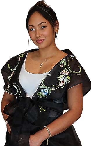 Panuelo Filipiniana | Hand Painted Flower Shawl for Women2