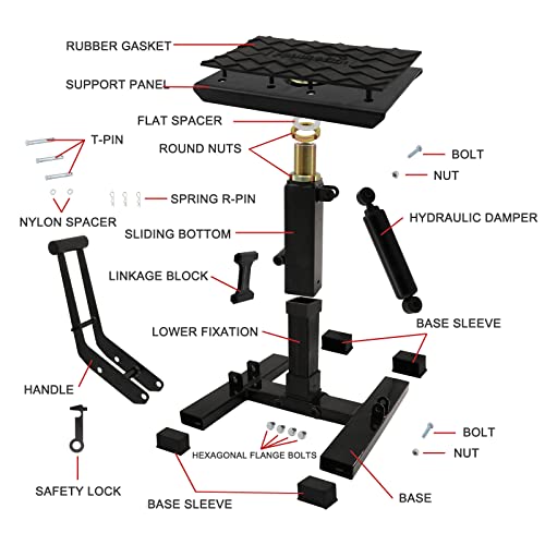 Polarbear Dirt Bike Stand Adjustable Jack Stand 1200Lbs Capacity Engine Stand Vertical Rise Easy Operated With Diy Stickers Lightweight(Black) #TOP2