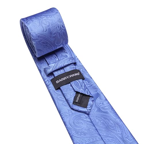 Image of Barry.Wang Men Tie Set Paisley Silk Necktie Pocket Square Cufflinks Formal Wedding Business Party
