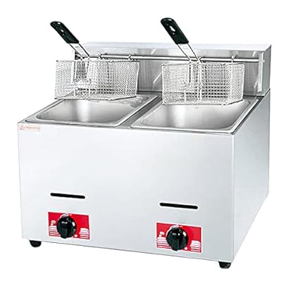 Generic 6L/12L Kommerzielle Gas-Fritteuse, Edelstahl Hohe Kapazität Professionelle Gas-Arbeitsplatte-Küchen-Fritteuse für Fry ​Restaurants Supermärkte Fast-Food-Stände