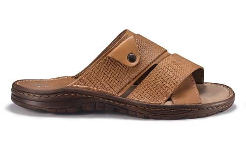 ESTRO Sandały Męskie Skórzane Sandały z Prawdziwej Skóry Buty Letnie Sandały Męskie na Lato S5 (44 EU, Beige)