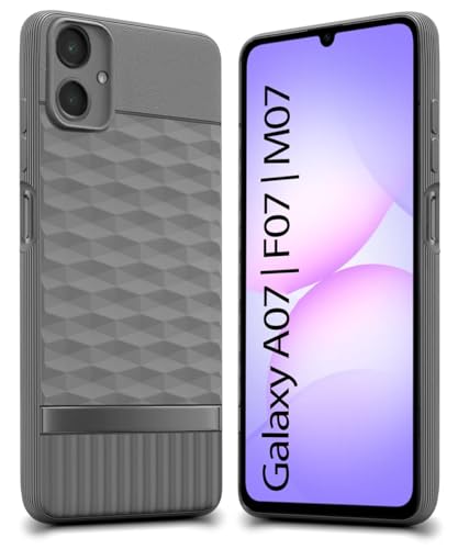 Image of WOW IMAGINE Back Cover for Samsung Galaxy M17e 5G | F70e 5G | M07 | F07 | A07 | A07 5G with Hexa Cube Design | Ultra Slim | Inner Velvet Fabric | Matte Flexible Mobile Case | Camera Protection - Grey