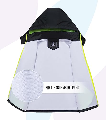 Image of SaphiRose Kids Waterproof Rain Jacket Mesh Lined with Removable Hood | Lightweight rain coat, windproof, breathable, school, camping, travel, outdoor play, boys and girls