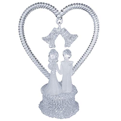 Bride And Groom Figurine Hand Blown Glass Wedding Cake Topper #TOP4