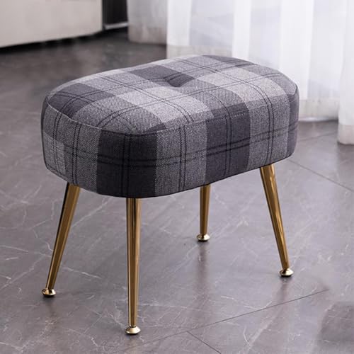 Repose-pieds ottoman compact gris avec pieds en métal pour salon