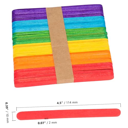 ZOENHOU 1000 PCS 4.5 Inch Colored Popsicle Sticks, Natural Wood Lolly Craft Sticks - Image 2