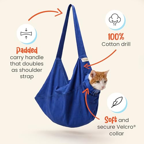 Image of Cat-in-the-Bag Cozy Comfort Carrier - X-Small Cobalt Blue Cat Carrier Soft for Grooming, Vet Visits, Medication Administration, Dental Care, Nail Trimming, and Car Travel
