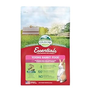 Oxbow Essentials Rabbit Food, Young Rabbit, Made with Oxbow Alfalfa Hay, Pet Food Pellets with Vitamins & Minerals, Small Animal Pet Products, Bunny Supplies, Made in USA, High Fiber, 5 lb. bag