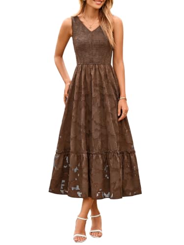 Image of Simplee Womens Semi Formal Dresses for Wedding Guest Floral Lace Midi Dress