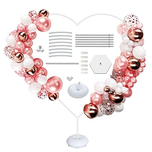 Honeyhouse Kit de Arco de Globo Grande en Forma de corazón, Marco de Base de Soporte de Columna de Globo extraíble fácil de Transportar de 73 Pulgadas para Bodas de cumpleaños y Fiestas de graduación