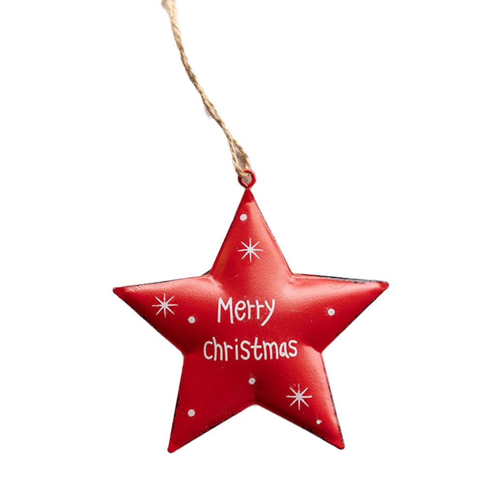 CTRLZS Wrought Iron Christmas Tree Pendant Star Bell Christmas Party Home Decoration Pendant A