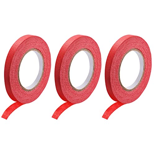 DMiotech 3Pcs 0.4" x 21 Yards Masking Tape Painters Tape Rolls Red