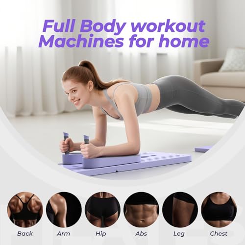 Multifunctional Pilates Board, Pilates Reformer Sets 7-in-1 Foldable Pilates Reformer Machine for Home Workout with Timer, Phone Holder, Push-up Bar, Ab Board, 330LBS Capacity Portable Set - Image 4
