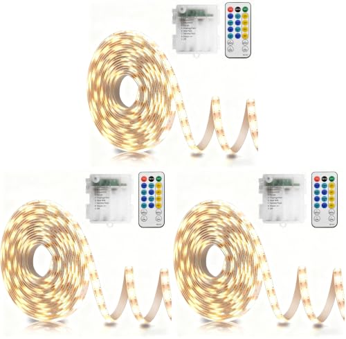 Image of echosari Strip Lights Battery Operated 16.5Ft with Timer for Cupboard (Pack of 3)