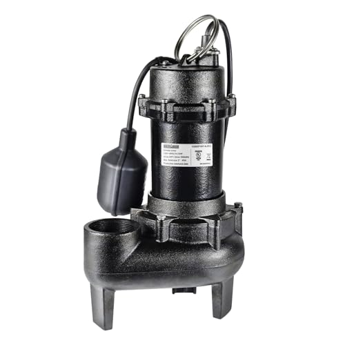 Image of WASSERMANN 1 /2 HP Sewage Pump with Auto Float Switch, 115V 5300 GPH Cast Iron Submersible Sewage Pump, Sump Pump for Basement Sump Basin Sewage Well 2 inch NPT Discharge with 10 FT Cable