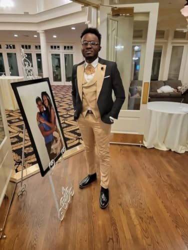 Mi Bo Tong Mens 3 PC Suits Slim Fit Wedding Tuxedos One Button Blazer Vest Pants Prom Suit Business Suit3