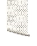 Geometric Hexagon Wallpaper - Peel and Stick - by Simple Shapes (Single Sheet 2ft x 4ft, Light Grey)