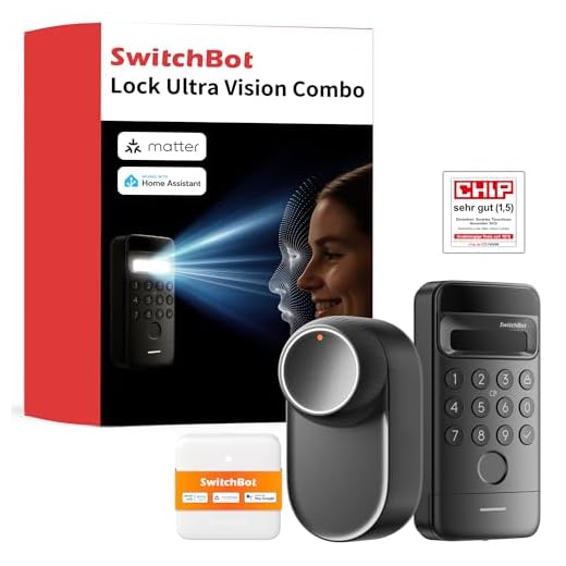 SwitchBot WLAN Smart Lock Ultra mit Keypad Vision, 3D-Gesichts-/Fingerabdruckerkennung, Elektronisches Türschloss mit Aufladbarem Akku, Öffnen per Gesicht, Fingerprint, Code, Alexa, unterstützt Matter