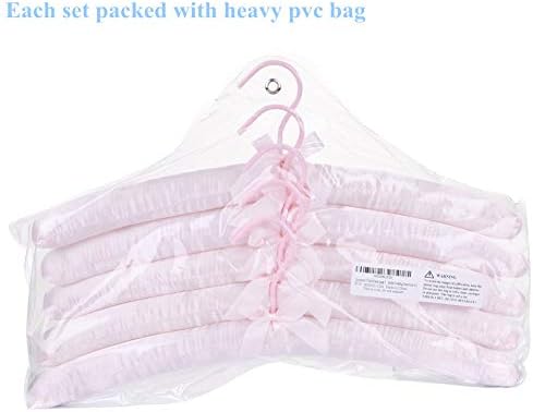 Miniatura 5 de Colgador extra grande de satén rosa antideslizante acolchado para vestido de novia, sin protuberancias, para abrigos de vestir, suéteres, paquete de
