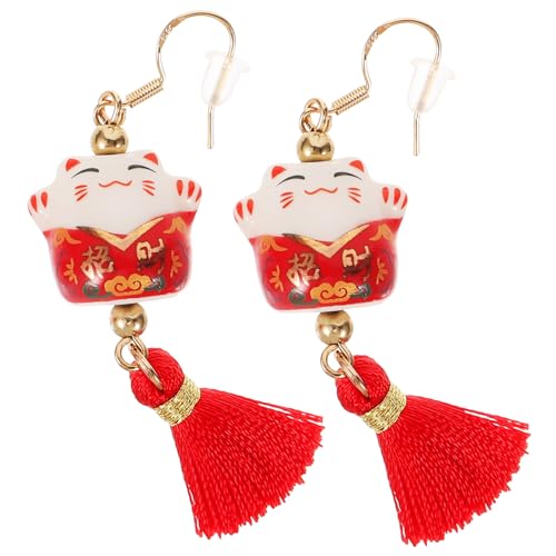 LIFKOME 1paire Boucles Oreilles Céramique Chat Accessoire Féminin Pour Saint-valentin Et Créatif