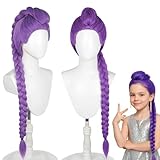 Perücke Cosplay Kinder, Lila Perückes Karnevals Mädchen, 60 cm Perückes R-umi Kinder, Demons Kostüm Lilaperücke, Animes Cosplay Langezöpfeperücke für Halloween Karnevals Bühnenkleid Party