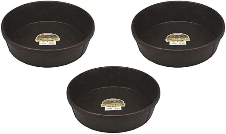 Little Giant 3 Pack of Corded Rubber Feed Pans, 3 Gallon Capacity Each, for Horses, Sheep, Goats, Alpacas, Llamas, and Other Livestock