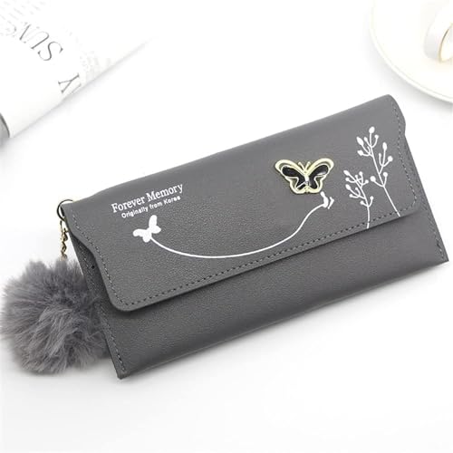 Leather Wallet Pu Leather Women's Wallet New Long Fashion Zipper Purse Clutch for Girls Creative Bow Portable Coin Pocket Card Holder Large Capacity (Pk,9.5x19cm)3