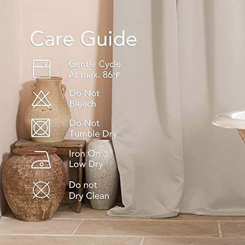 Image of Deconovo Solid Thermal Insulated Grommet Blackout 5.2 Feet Long, Semi Sheer Curtains /Drapes For Bedroom And Living Room 42W X 63L Inch Light Light Beige 2 Drapes