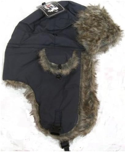 Navy Blue Faux Fur Trooper Trapper Bomber Aviator Ski Hat