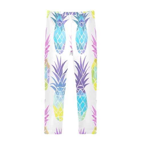 Bolaz Toddler Girls Leggings Printed Yoga Pants Leggings Blue Purple Pineapple for Kids