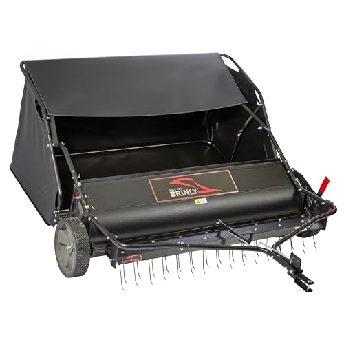Brinly 54 Tow-Behind Combo Lawn Sweeper with Dethatcher and Hamper Windscreen