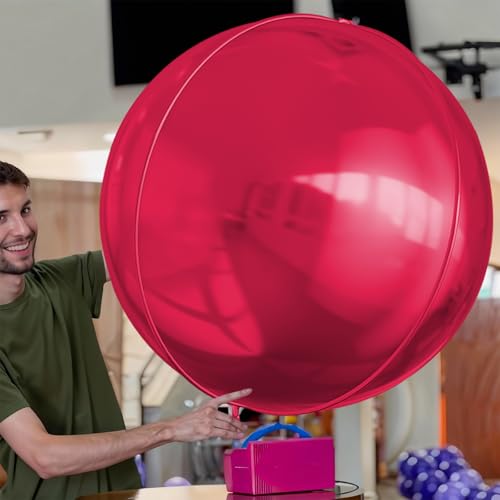 Image of 50 Inch Burgundy Red Round Foil Balloons 3pcs Large Mylar Balloons