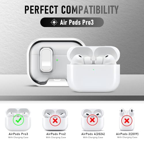 Image of for AirPods Pro 3 Case (2025) with Phone Stand & Cleaner Kit, Cute Soft Silicone Cover for AirPods Pro 3rd Genera case with Keychain for Women Men with Keychain for Airpod Pro case(2025)-White
