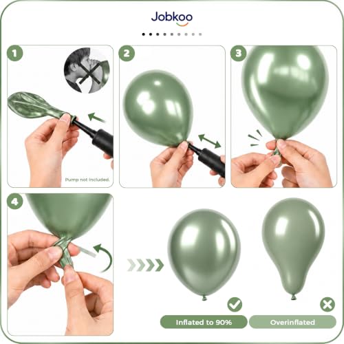 Image of Jobkoo Metallic Green Balloons, 12 Inch Chrome Dark Green Latex Balloon