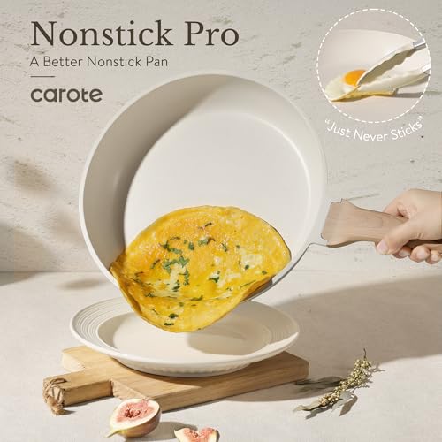 Image of CAROTE ICE 35pcs Pots and Pans Set, Nonstick Cookware Sets, White Granite Induction Cookware with Kitchen Knife Set