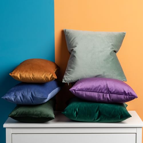 Image of JUSPURBET 22x22 Decorative Velvet Throw Pillow Covers Set of 2,Dark Green | Modern Soft Cushion Covers Cases with Hidden Zipper for Couch Sofa Bed Living Room Bedroom Christmas Decor