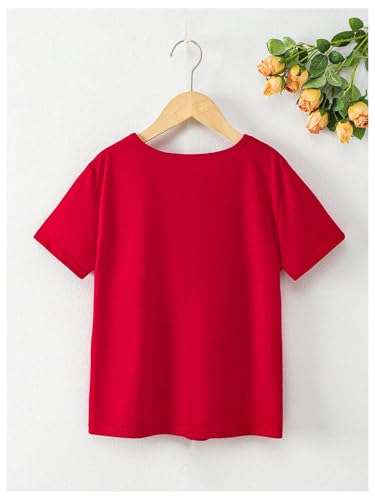 SweatyRocks Girl's Cute Bow Tee Shirt Crewneck Short Sleeve Pleated T Shirts2