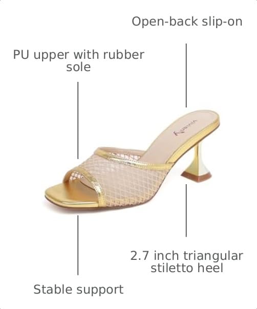 Image of vivianly Womens Square Open Heels Sandals Slip on Heeled Slides Mules for Party Daily Wear