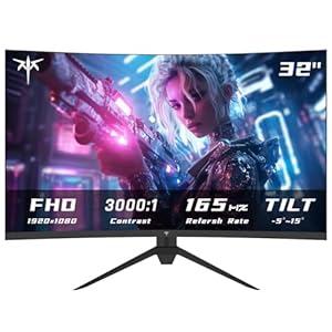KTC 32 Inch Curved Gaming Monitor, FHD 1080P 165Hz PC Monitor, 1500R, 122% sRGB with HDR, FreeSync Premium, HDMI 2.0×2, DisplayPort 1.4, VESA Compatible, Tilt Adjustable, Eye Care, H32S17C