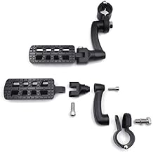 HongK- 1.25" Black Dominator CNC FootPeg FootStep Kit w/Arched Mounting Bracket Compatible with Any Motorcycle Japanese SportBike StreetBike Softail Roady [P/N MT216-079+216-125A-BK]