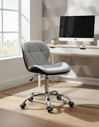 Image of Amazon Brand - Umi Height-Adjustable Velvet Office Study Computer Desk Chair for Salon, Spa, Bar in Light Grey & Black Color
