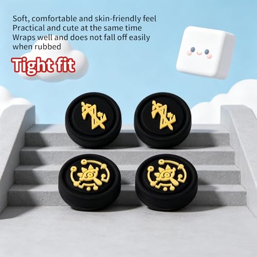 Image of PERFECTSIGHT Cute Thumb Grip Caps for Switch 2, PS5 PS4 Xbox Series X /S Xbox One Switch PRO Controller Steam Deck, 4PCS Soft Rubber 3D Thumbsticks Button Joystick Cover, Black Z Eyes