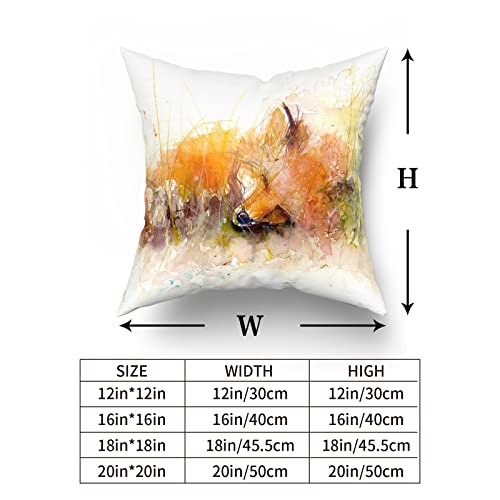 Cute Fox Throw Pillow Covers 18 X 18 Inch, Watercolor Fox Sleeping Animal Cotton Square Pillowcase Decorative Cushion Cover For Sofa Bedroom Living Room Car #TOP5